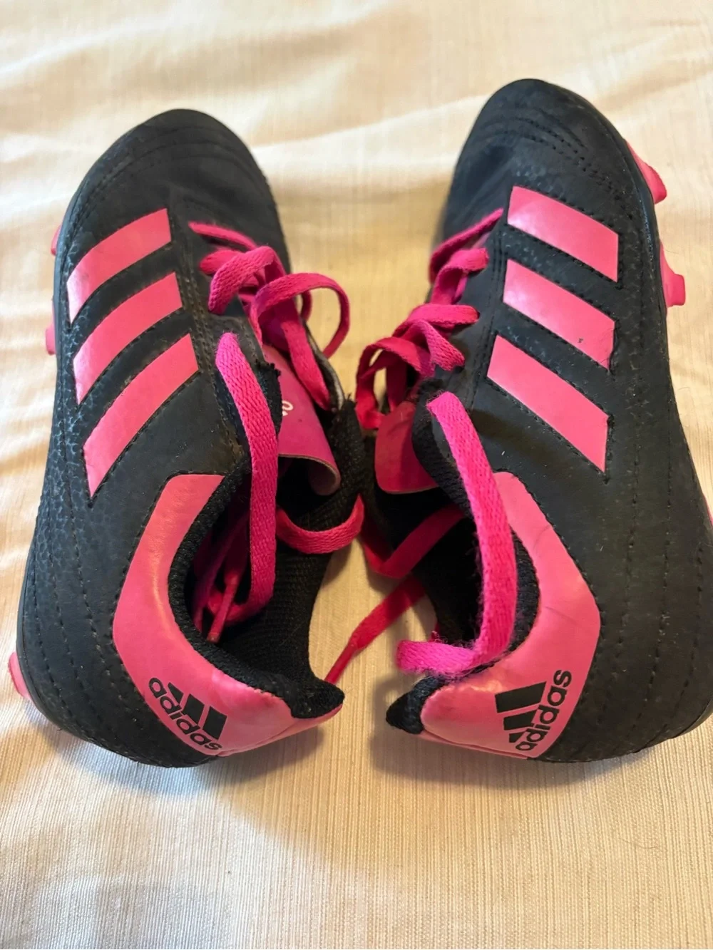 adidas Kids Black and Pink Soccer Cleats